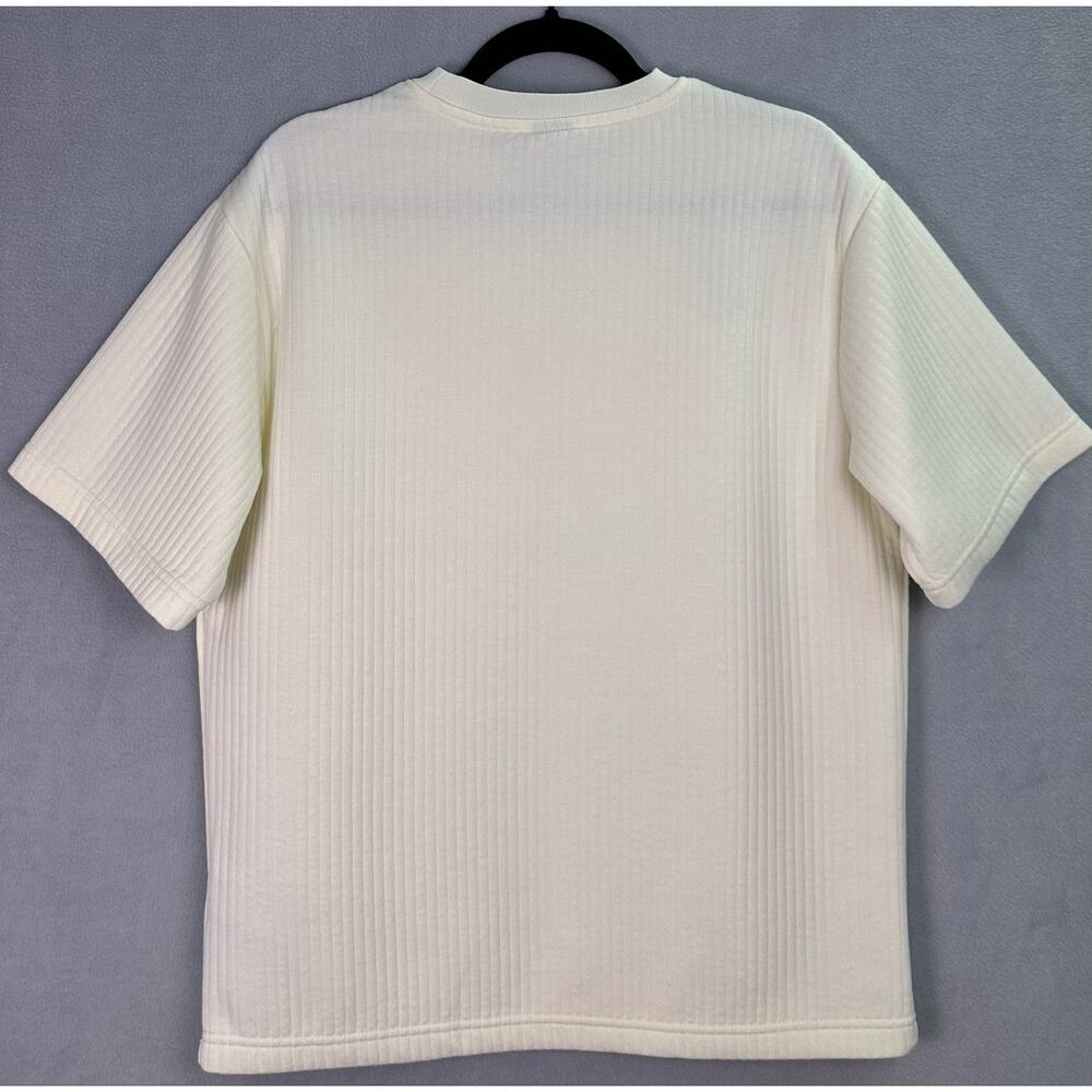 Saints Studio Ivory Ribbed Knit Regular Fit T Shirt Short Sleeve Mens Size Small - Picture 3 of 10